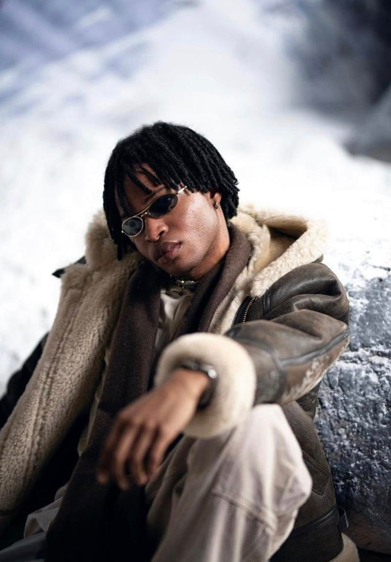 Explorer Edition Black Leather Bomber Jacket with Hood Shearling Collar & Patch Accents For Men Women