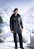 Men Women Flight Bomber Jacket in Black Leather – Retro Shearling Collar Design