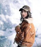 Unisex Brown Leather Bomber Jacket with Premium Shearling Collar – Retro Adventure Style