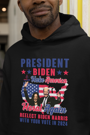 Biden Hoodie President Biden Make America Moral Again Pullover Hoodie Unisex Men Women