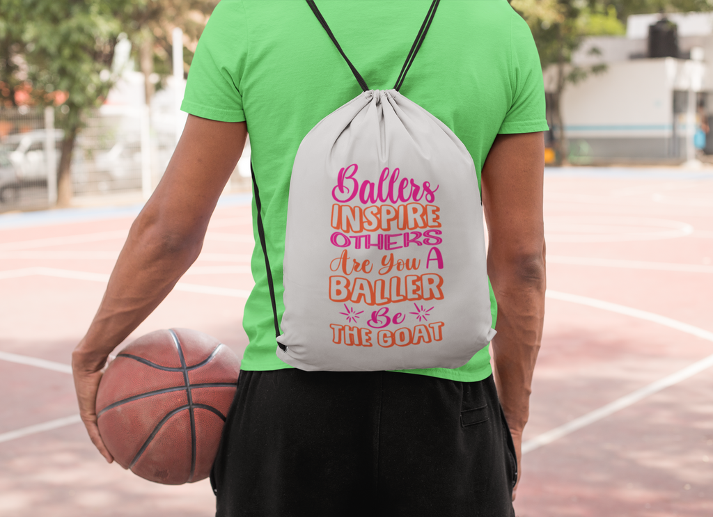 Drawstring Backpack BALLERS INSPIRE OTHERS TO BE THE GOAT Basketball Bag