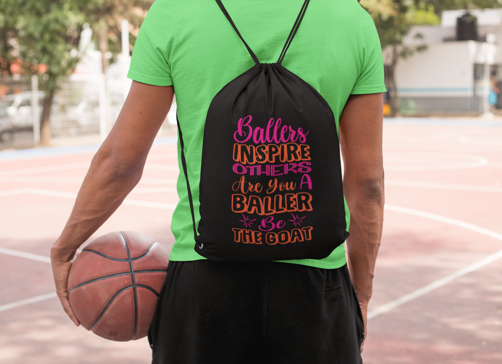 Drawstring Backpack BALLERS INSPIRE OTHERS TO BE THE GOAT Basketball Bag