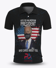 Load image into Gallery viewer, Vote for an American President who cares about you! Black Polo