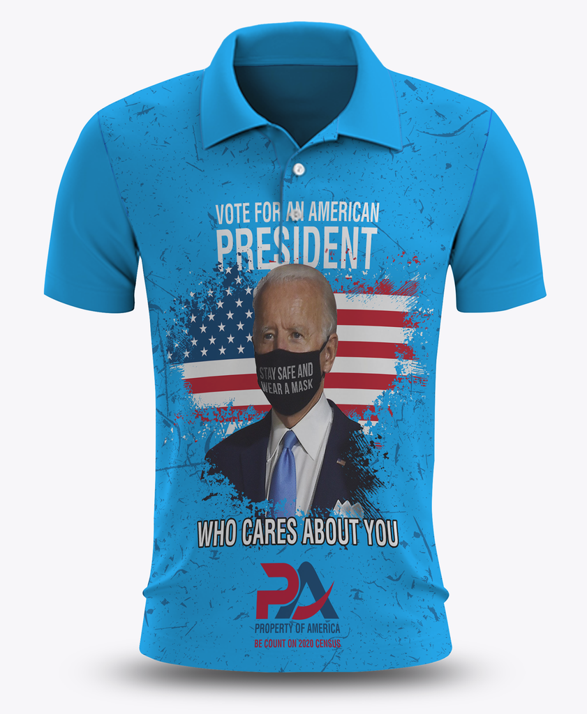 Vote for an American President who cares about you! Blue Polo